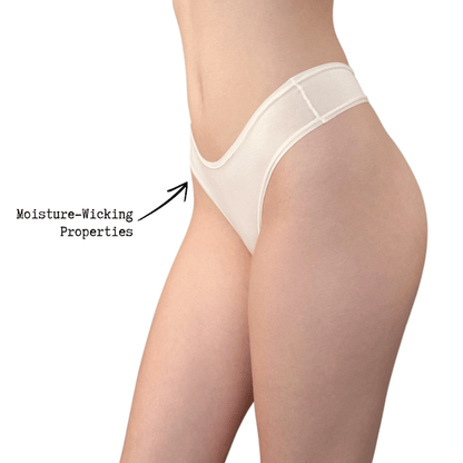 Active Thong Ivory | Seamless Invisible Sport G String | Plus Size Inclusive & Breathable Muted Underwear