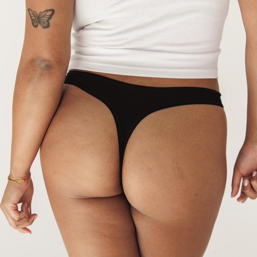 Active Thong Onyx | Seamless Invisible Sport G String | Plus Size Inclusive & Breathable Muted Underwear