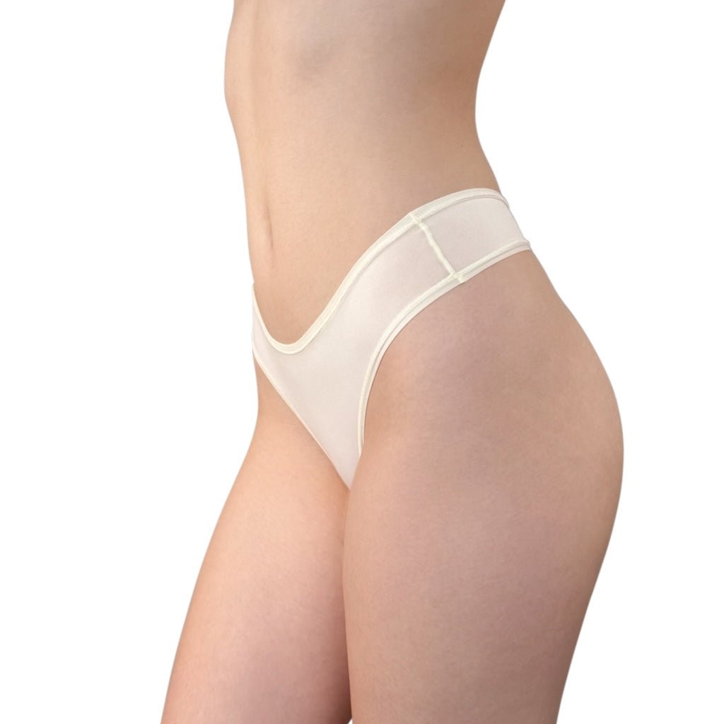 Active Thong Ivory | Seamless Invisible Sport G String | Plus Size Inclusive & Breathable Muted Underwear