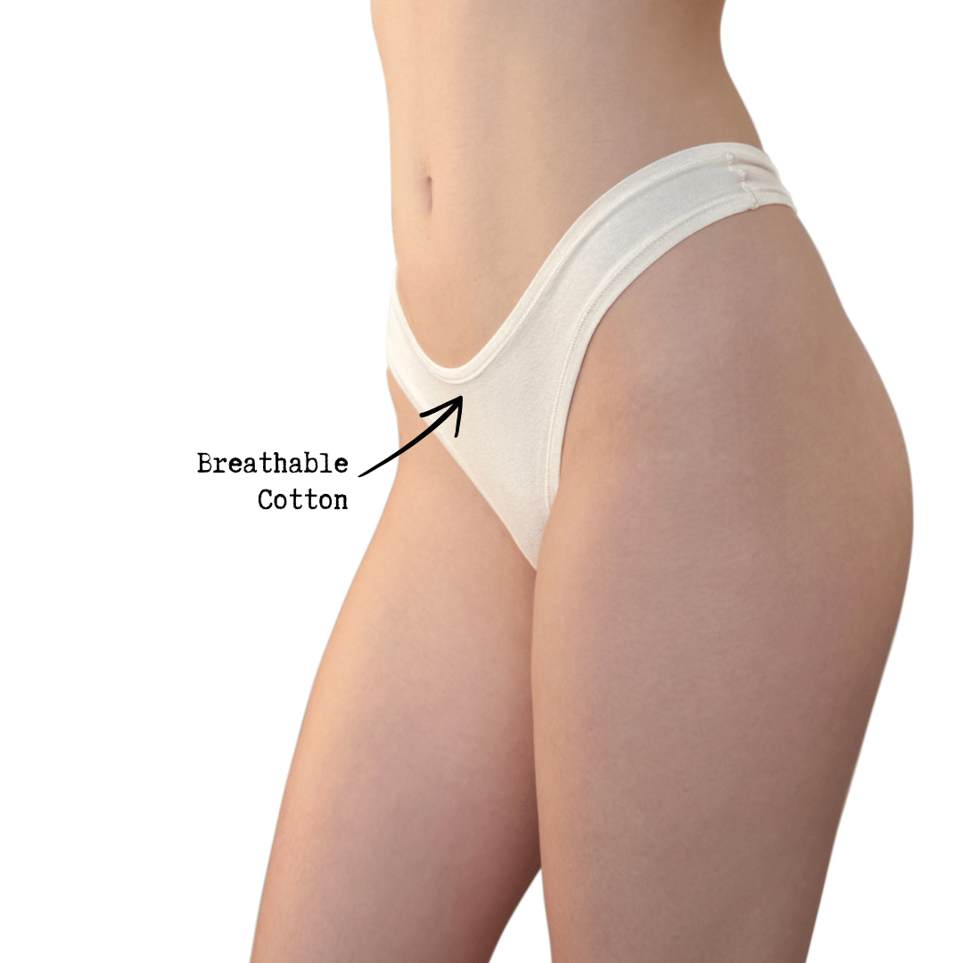 Cotton Thong Ivory | Comfortable Everyday G String | Plus Size Inclusive & Breathable Muted Underwear