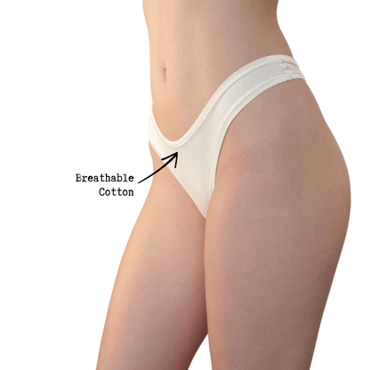 Cotton Thong Ivory | Comfortable Everyday G String | Plus Size Inclusive & Breathable Muted Underwear