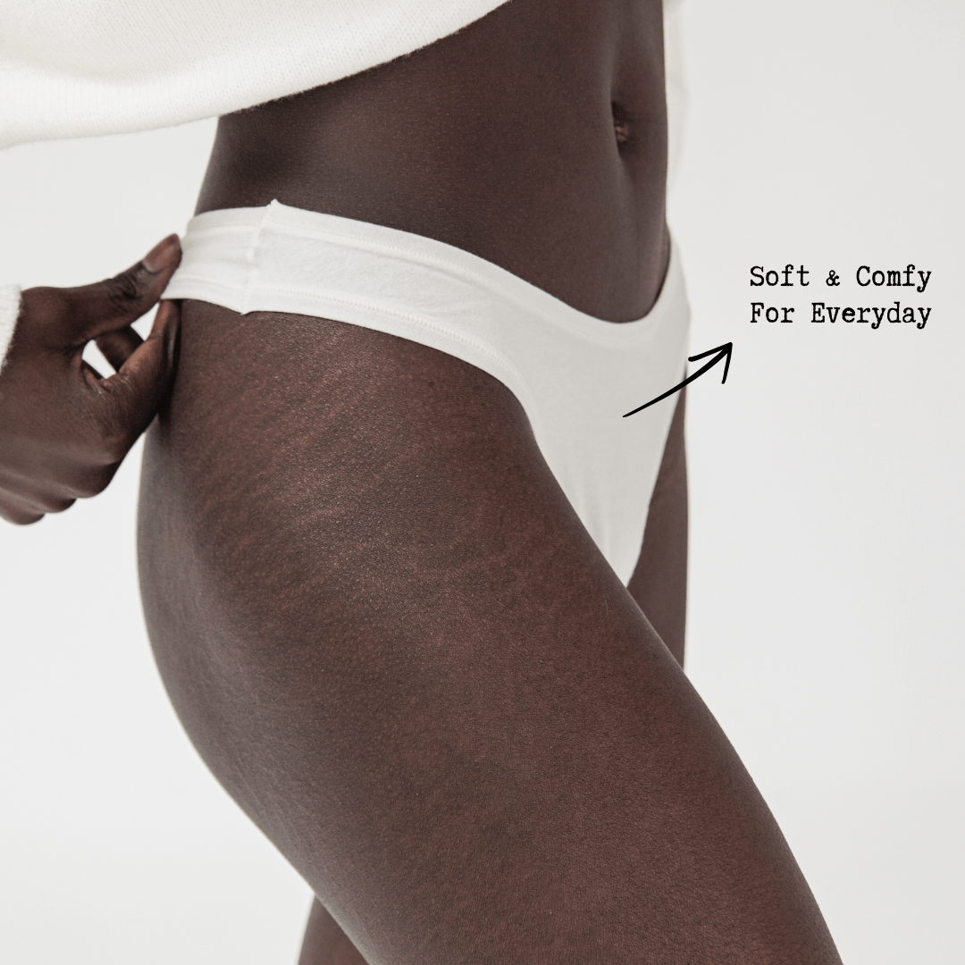Cotton Thong Ivory | Comfortable Everyday G String | Plus Size Inclusive & Breathable Muted Underwear