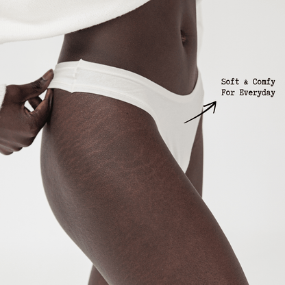 Cotton Thong Ivory | Comfortable Everyday G String | Plus Size Inclusive & Breathable Muted Underwear